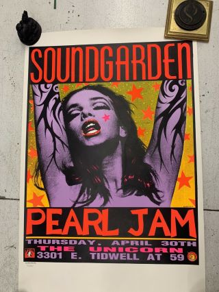 Vintage Pearl Jam Soundgarden Frank Kozik Silkscreen 1992 Concert Poster /2500 2