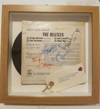 The Beatles Signed And Framed Twist And Shout 7 Inch Vinyl