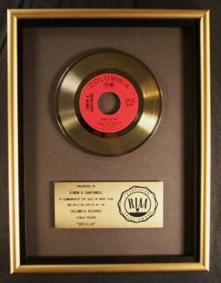 Paul Simon & Art Garfunkel Cecilia 45 Gold Riaa Record Award Columbia Records