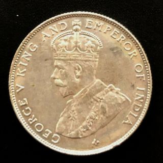 Strait Settlements 1920 Half Dollar Silver Coin: George V
