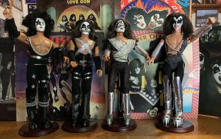 1977 1978 Kiss Mego Dolls Complete Set Of 4 Gene Paul Peter Criss Ace Frehley