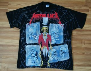 Metallica Vintage T - Shirt 1992 Tour Concert Pushead Ringmaster Allover Print Xl
