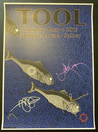 2013 Tool Band Signed Concert Poster Lithograph Sydney,  Australia Night 2