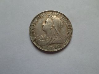 Details 1896 Great Britain England Silver Shilling Queen Victoria Vf - Xf