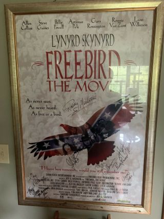 Authentic Framed Lynyrd Skynyrd Freebird Movie Poster Signed By The Band Members