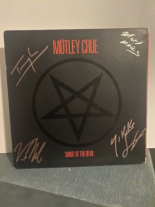 Motley Crue Shout At The Devil Autographed X4 Record Neil Mars Sixx Lee