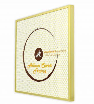 Golden State Art,  12.  5 x 12.  5 Aluminum Vinyl Record Cover Frame (Gold) 2