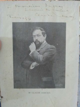 Autographs Claude Debussy Portrait Inscribed To Mario Dupraz