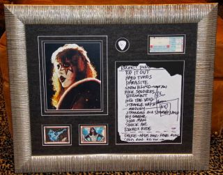 Kiss Ace Frehley Signed Setlist Guitar Pick Trading Card Framed Psa Dna