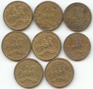 (8) Great Britain,  To Hanover Token,  Counters,  1837,  Victoria,  Brass