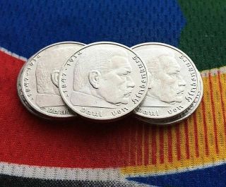 1939 A 2 Mark German WWII Silver (1) Coin Third Reich Swastika Reichsmark 2
