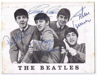 Signed Dezo Hoffmann Card By Neil Aspinall Autographs On Behalf Of The Beatles