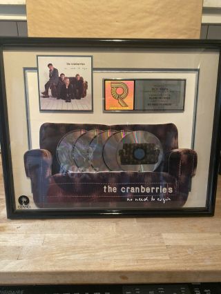 The Cranberries Riaa Certified Multi Platinum Award For Album - “ No Need To Argue