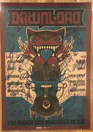 Download Japan 2019 Signed Poster X 30 Slayer Judas Priest Anthrax Ghost Sum 41