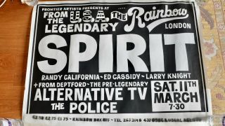 The Police March 1978 Rainbow Poster Psych Spirit Punk Memorabilia