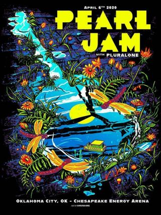 Pearl Jam Oklahoma City Okc 2020 Poster By Munk One Ap Print S/n Of 100 In Hand