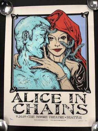Alice In Chains Signed Poster 2009 Seattle Jermaine Rogers Jerry Cantrell Jsa