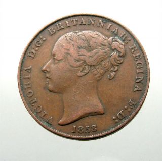1858 Island Of Jersey Copper 1/13 Shilling_under Queen Victoria_large Coin
