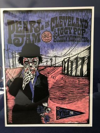Pearl Jam W/ Iggy Pop 1998 Cleveland Ames Poster Yield Tour