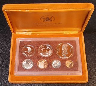 1975 Cook Islands 7 Coin Proof Set Km - Ps8 With Case,  & Paperwork