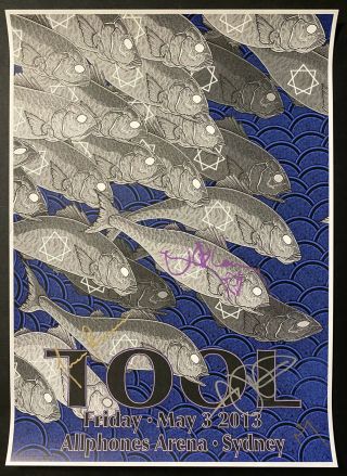 2013 Tool Band Signed Concert Poster Lithograph Sydney,  Australia Night 1
