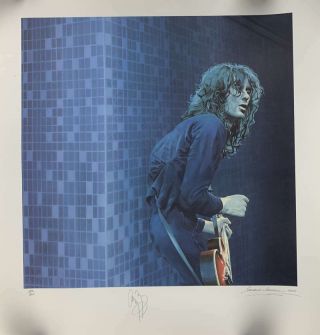 Led Zeppelin Jimmy Page Signed Autographed 30x33 Litho Beckett Bas