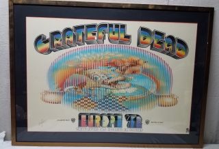 Vintage Grateful Dead Poster Europe 1972 Signed Kelley 41 1/2 " Concert