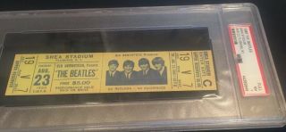1966 The Beatles Full Ticket Shea Stadium August 23 Flushing Ny Psa Nm 7