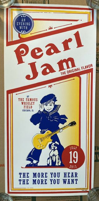 2013 Pearl Jam Wrigley Field Iconic Kevin Shuss Cracker Jack Poster.