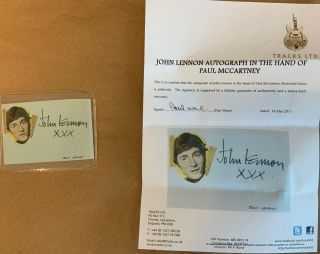 Beatles - John Lennon Autograph Signed By Paul Mccartney