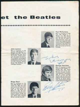 Beatles Stunning Signed 1963 Uk Tour Program By John Lennon & Ringo Starr