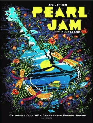 Pearl Jam 2020 Oklahoma City Munk One Artist Edition Signed Xx/100 Poster.
