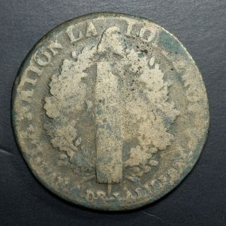 France 1792A Large 17.  1g Copper 2 Sols Antique French Revolution Colonial Coin 2