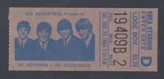 Beatles 1964 Concert Ticket Stub Seattle White & Orange & 1966 Shea Stadium Gray
