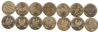 Poland - Set 7 Coins 2 Zlotych 2006 - 2014 Unc Animals Comm.  Lemberg - Zp