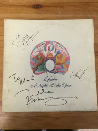 Queen Signed A Night At The Opera Lp - Signed By Mercury,  Deacon & Taylor
