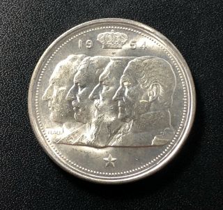 Belgium 1954 100 Francs Silver Coin: Leopold I - Iii And Albert I