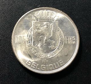Belgium 1954 100 Francs Silver Coin: Leopold I - III and Albert I 2