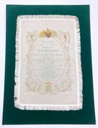 Nijinsky,  Melba,  Tetrazzini: 1911 Royal Opera House Programme,  Printed On Silk