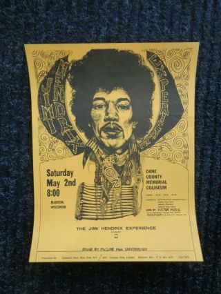 Jimi Hendrix Experience Wisconsin Dane County Memorial Coliseum Handbill 1970