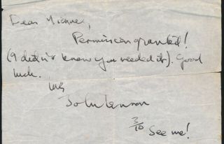 Beatles ULTRA RARE 1968 JOHN LENNON WRITTEN & SIGNED LETTER GRANTING PERMISSION 2