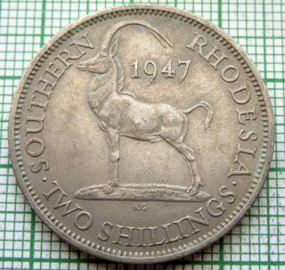 Southern Rhodesia George Vi 1947 2 Shillings,  Sable Antelope,  Better Grade