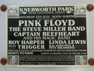 Pink Floyd - Knebworth Park Concert Poster 1975 First Printing