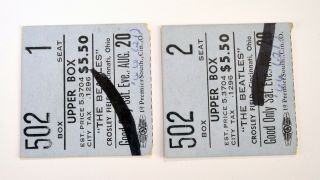 2 - 1966 (real) The Beatles Cincinnati Crosley Field Ticket Stub