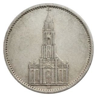 Germany Deutschland 5 Mark Reichsmark Silver Potsdam Church Km 83 A 1935 Xf,