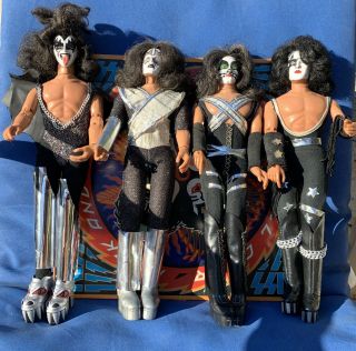 Vintage Kiss 1977 1978 Mego Dolls Complete Set Of 4
