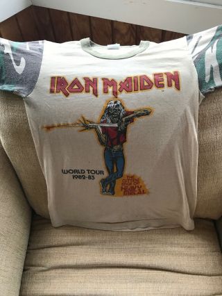 Iron Maiden The Beast On The Road World Tour 1982 - 1983 Vintage T - Shirt