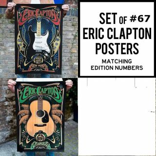 2017 Eric Clapton Los Angeles York Concert Poster Pobiak Matching /75 Set