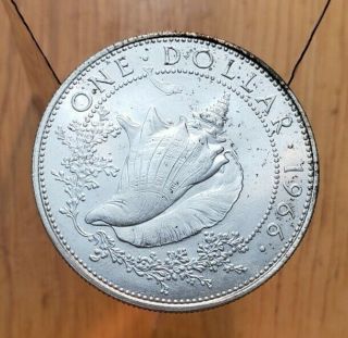 1966 (bu - Unc) Bahama Islands Silver $1 / One Dollar Silver Coin - Conch Shell