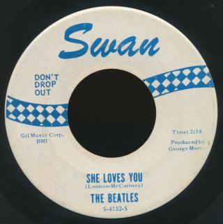 Beatles Very Rare Early 1964 Blue Print " She Loves You " Swan Records 45
